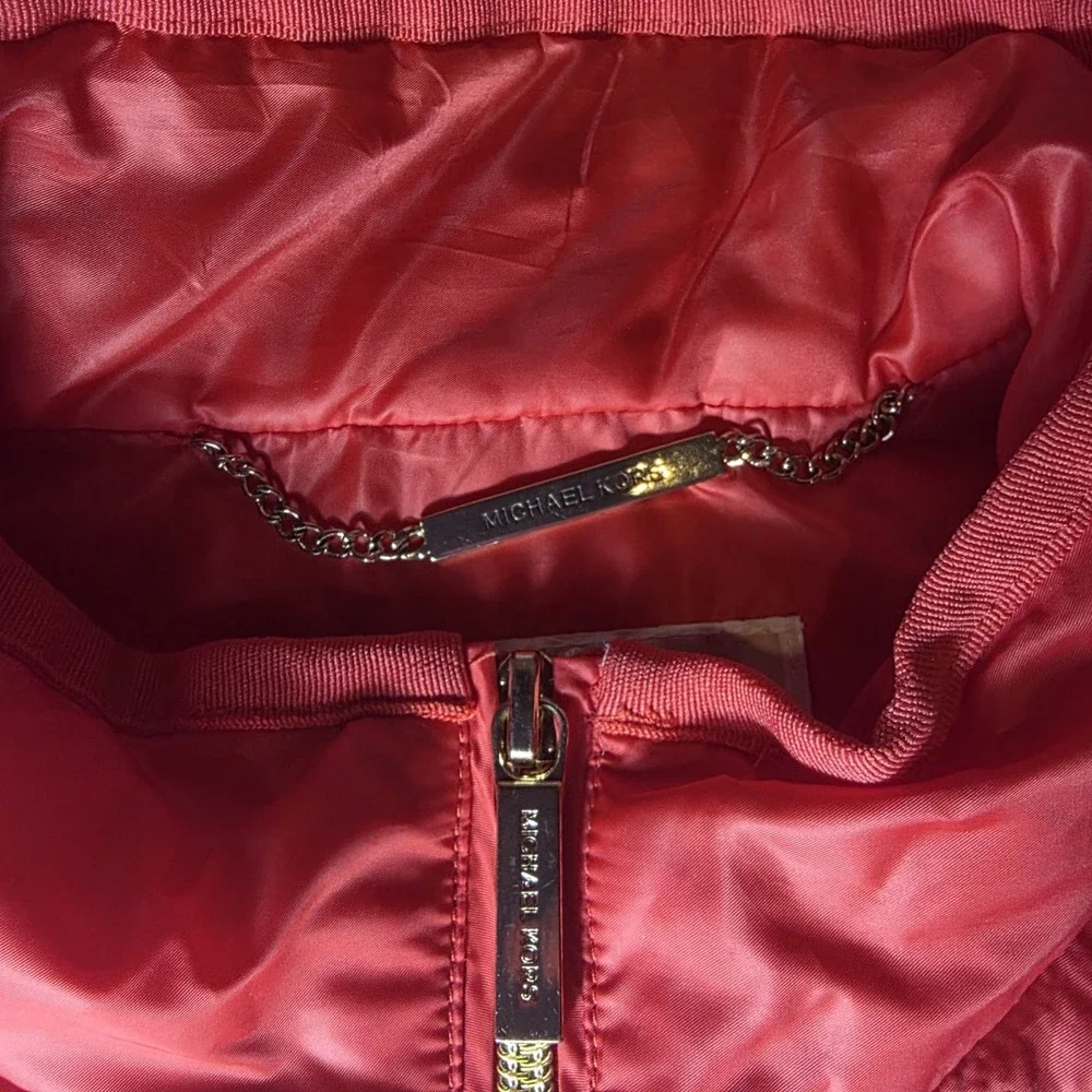 Red Michael Kors Puffer Vest Full Zip Button Pockets Youth Medium B1